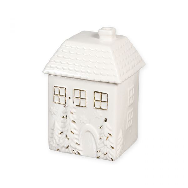 Porzellan-Dose "Haus", Weihnachtsdose 15868 off-white/gold Hauptbild Detail