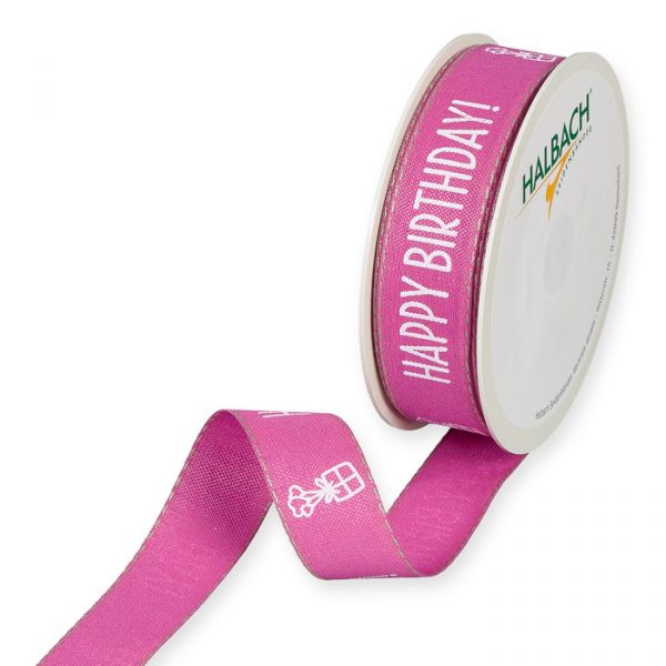 Druckband "HAPPY BIRTHDAY!" 1589 pink/white Hauptbild Listing