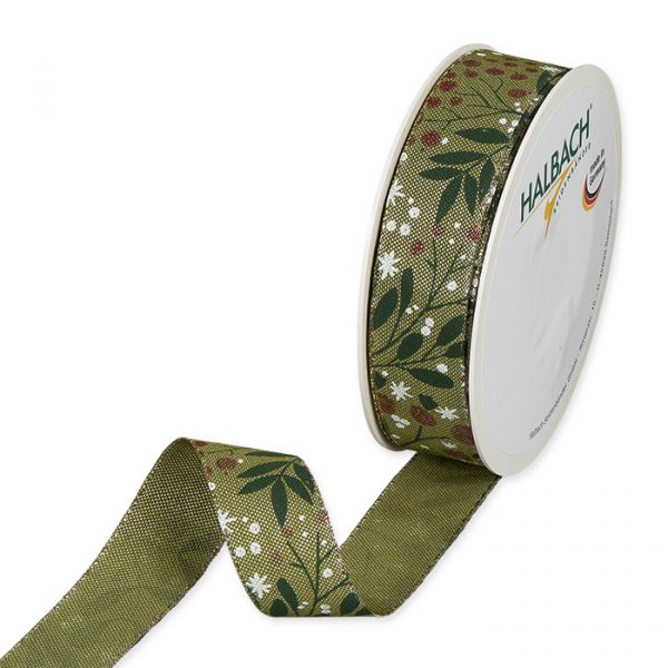 Druckband "Misteln" 1639 olive green/gold Hauptbild Listing