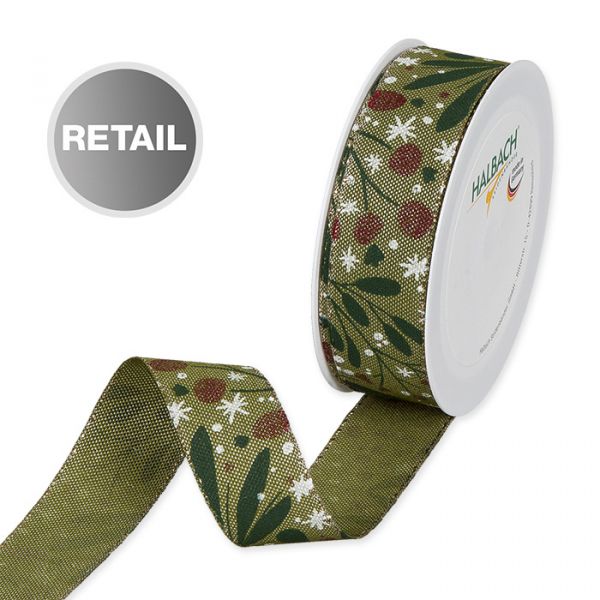 Druckband "Misteln" 1639R olive green/gold Hauptbild Listing