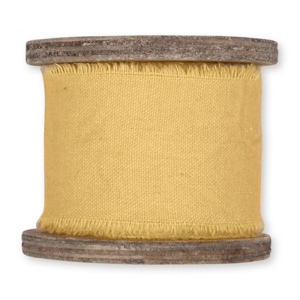 Baumwollband mit gerissenen Kanten auf Holzrolle yellow Hauptbild Detail