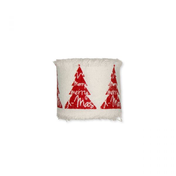 Bedrucktes Baumwollband "Weihnachten" mit gerissenen Kanten red - tree Hauptbild Detail