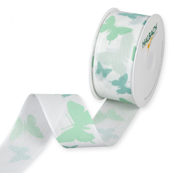 Druckband "Schmetterlinge" 1679 aqua/mint/white Hauptbild Listing