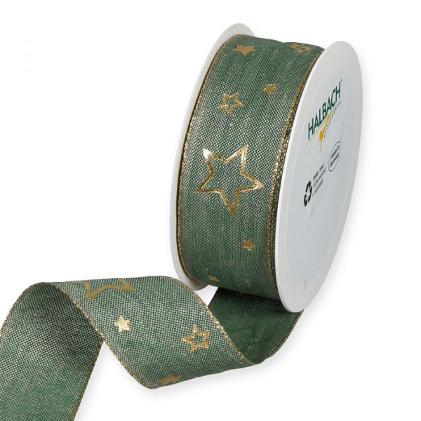 Leinen-Druckband "Sterne" 1689 fir green/gold Hauptbild Listing