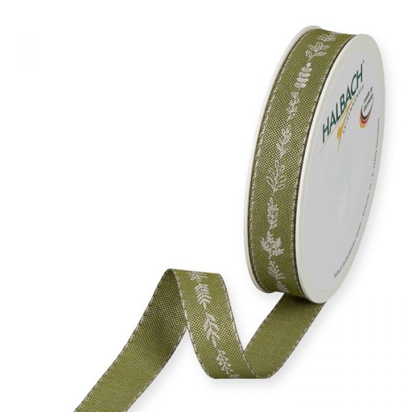 Druckband "Zweige" 1805 olive green/linen Hauptbild Listing