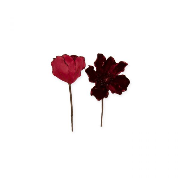 Samt-Blüten mit Glitter 18227 wine red/red glitter Hauptbild Detail