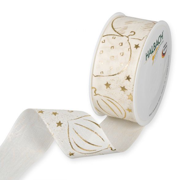 Druckband "Weihnachtskugeln" 1845 cream/gold Hauptbild Listing