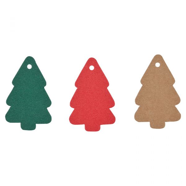 Papier-Anhänger "Tannenbaum" 3 Farben im Set dark green/red/natural Hauptbild Detail