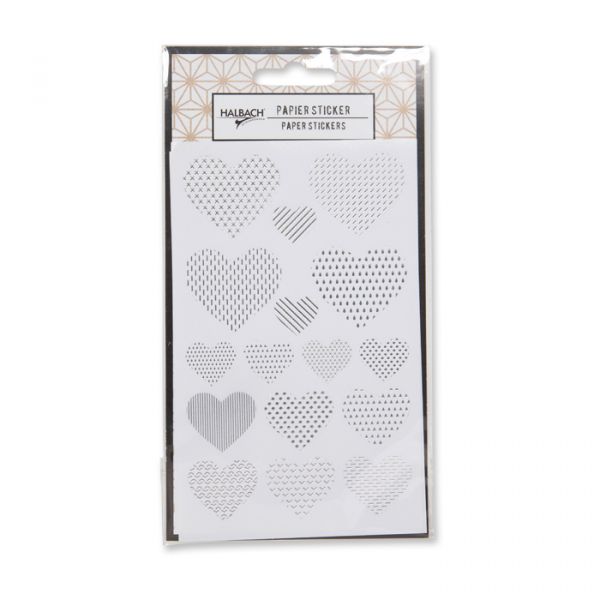 Papier-Sticker"Metallic" selbstklebend white/silver - heart Hauptbild Detail