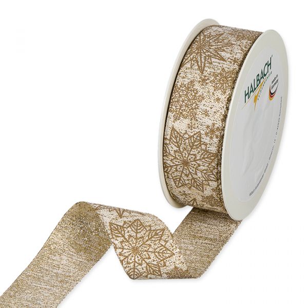 Lurex-Druckband "Eiskristalle" 1978 gold/brown Hauptbild Listing