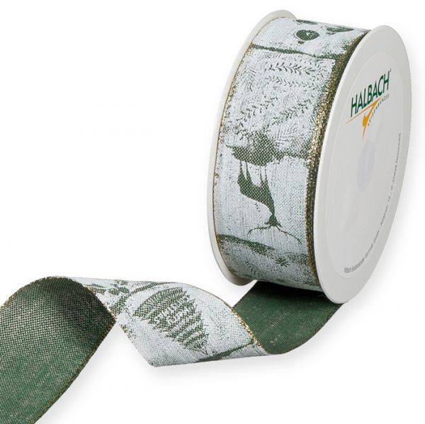 Leinen-Druckband "Weihnachten" 1984 fir green/white/gold Hauptbild Listing