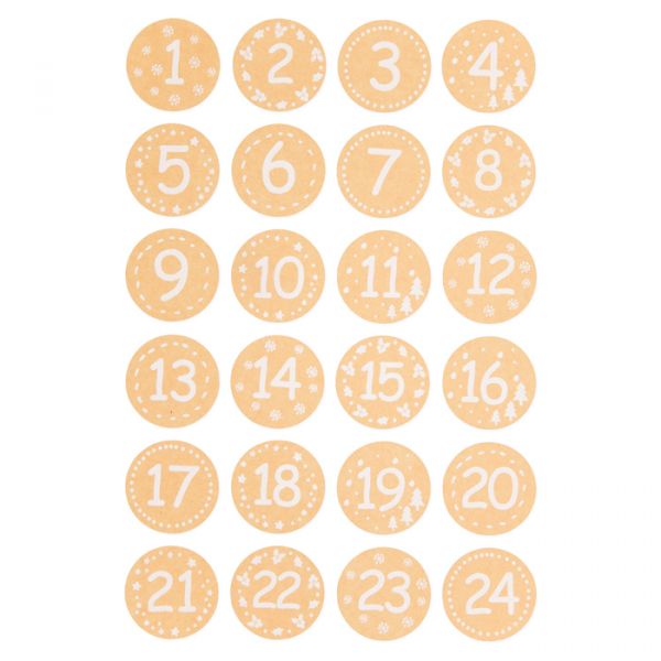 Papier-Sticker "Adventskalender 1-24" 19875 natural/white Hauptbild Detail