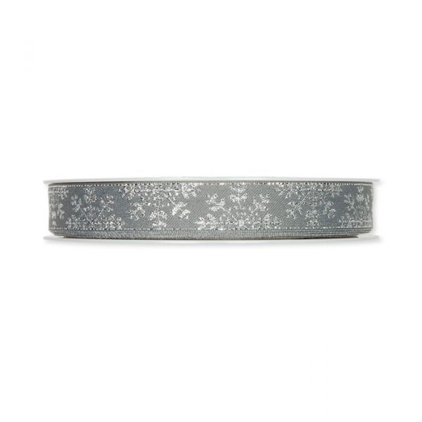 Jacquardband "Schneestern" 2136 silver/grey Hauptbild Detail