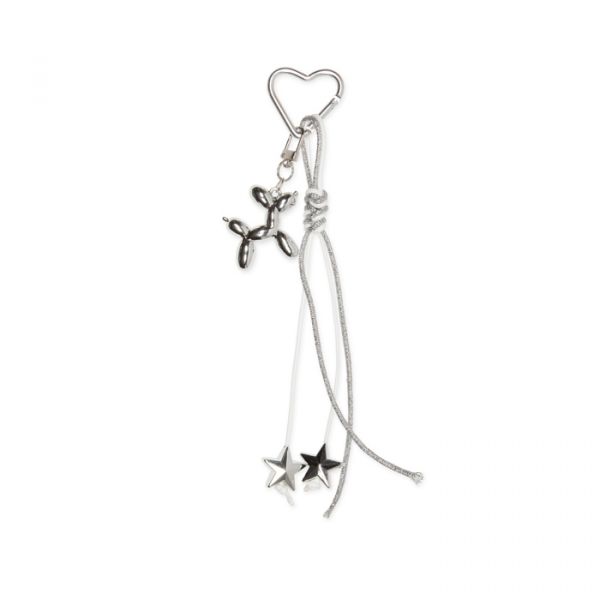 Taschenanhänger, Schlüsselanhänger "Ballonhund + Sterne", Taschendeko, Bag Charms, Trend-Accessoires silver/white Hauptbild Detail