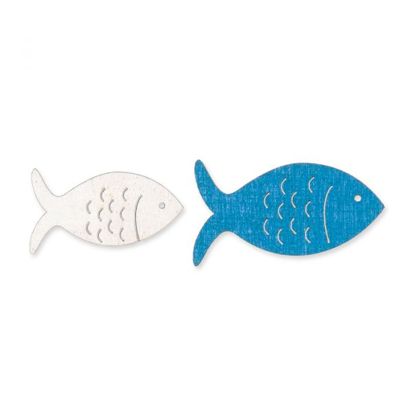 Holz-Streudeko 22537 blue/white - fish Hauptbild Detail