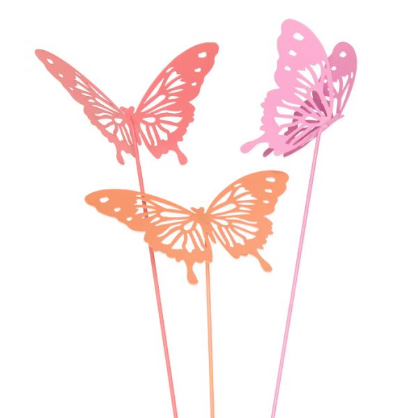 Metall-Stecker "Schmetterlinge"3 Farben, gemischte Sortierung coral/pink/apricot Hauptbild Detail