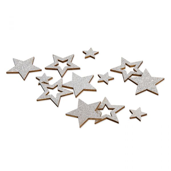 Holz-Streudeko "Sterne"  mit Glitter 22707 silver - star Hauptbild Listing