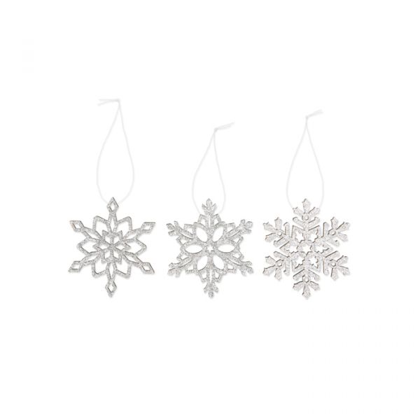 Holz-Glitter-Deko 3er Set 22710 silver - ice crystal Hauptbild Detail