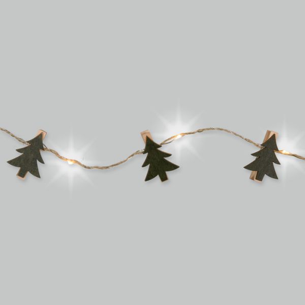 LED-Schnur mit Jutekordel und 12 Holzklammern green - tree Hauptbild Detail