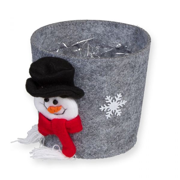 Filz-Umtopf "Schneemann" 23151 grey - snowman Hauptbild Detail