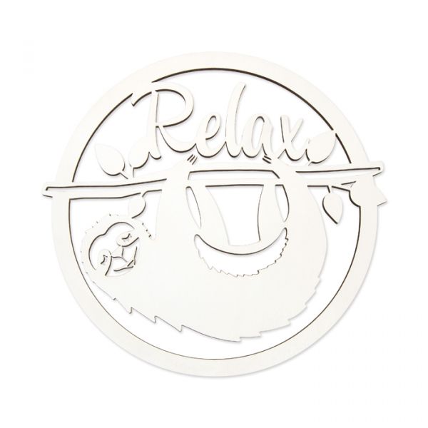 gelaserter Holz Hoop "Relax" 23201 white Hauptbild Detail