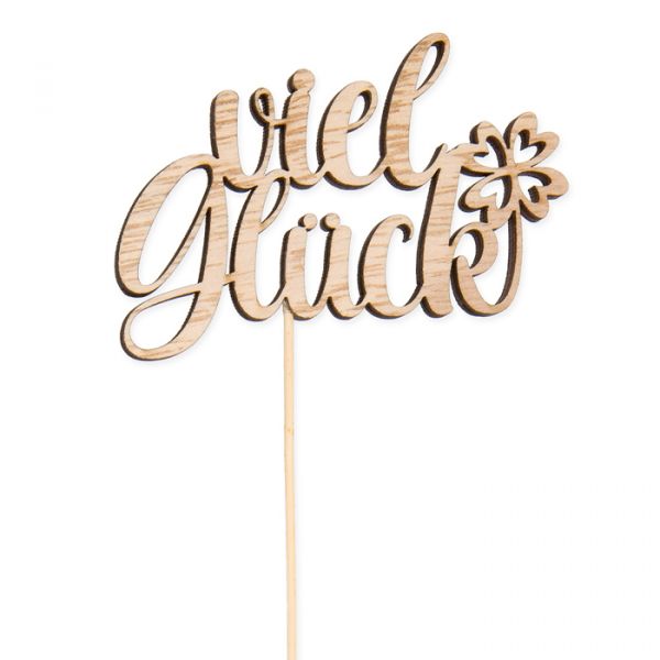 Holz-Stecker "viel Glück" 23208 natural Hauptbild Detail