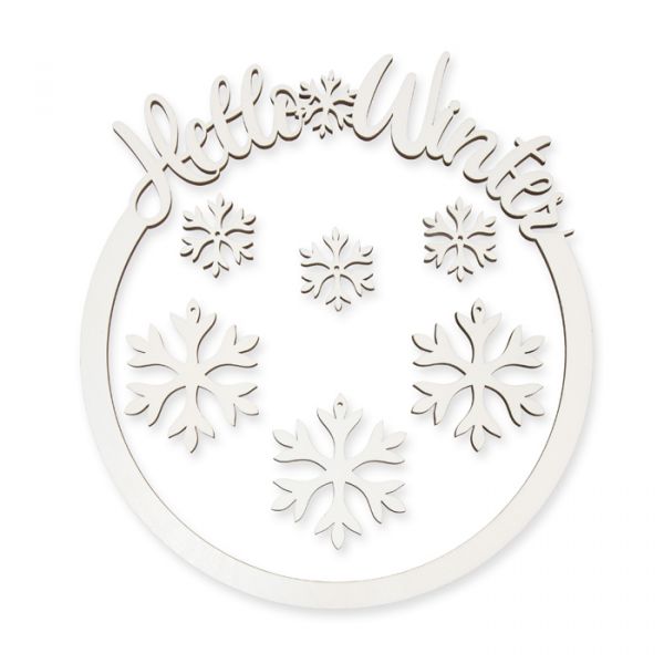 Holz-Hoop "Hello Winter" 23242 white Hauptbild Detail