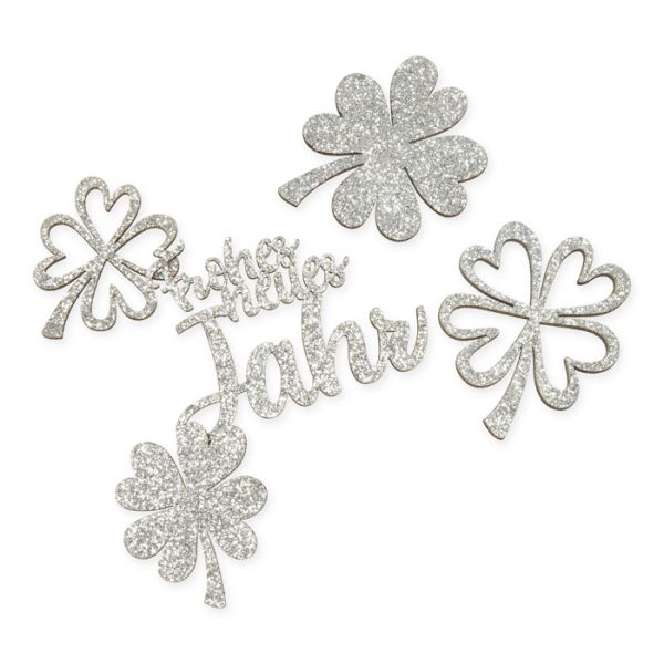 Glitter-Holz-Streudeko "Frohes neues Jahr" 23248 silver glitter Hauptbild Listing