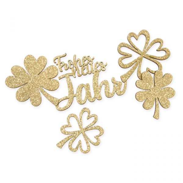 Glitter-Holz-Streudeko "Frohes neues Jahr" 23248 gold glitter Hauptbild Listing