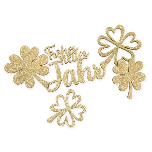 Glitter-Holz-Streudeko "Frohes neues Jahr" 23248 gold glitter Hauptbild Listing