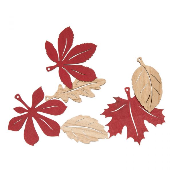 Holzsortiment "Herbstblätter" 2-farbig 23255 wine red/natural Hauptbild Listing