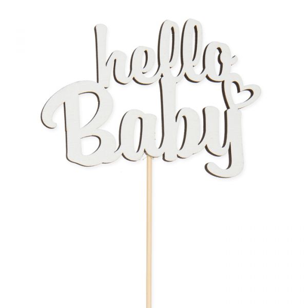 Holz-Stecker "hello Baby" 23280 white Hauptbild Detail