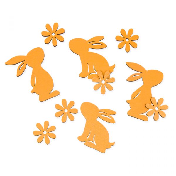 Holz-Streudeko "Hasen und Blüten" 23296 orange Hauptbild Listing