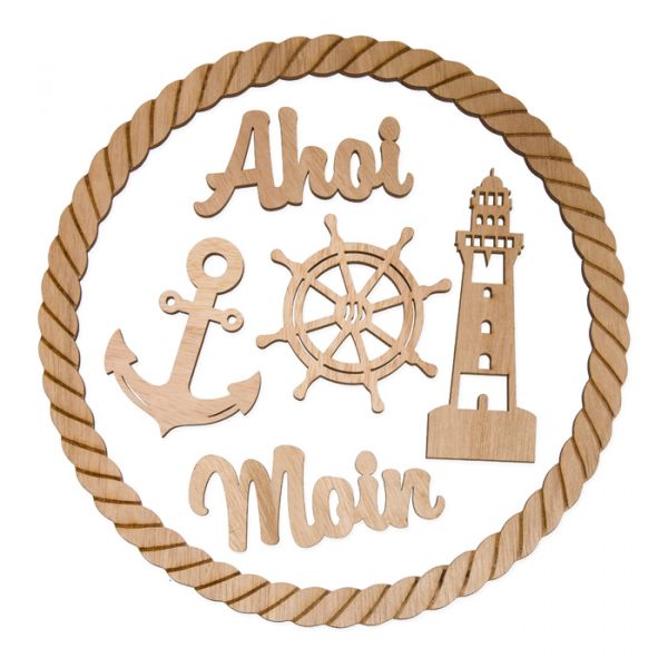 Holz-Hoop "Maritim" Holz-Set 6-teilig / mit Lasergravur 23301 natural Hauptbild Detail