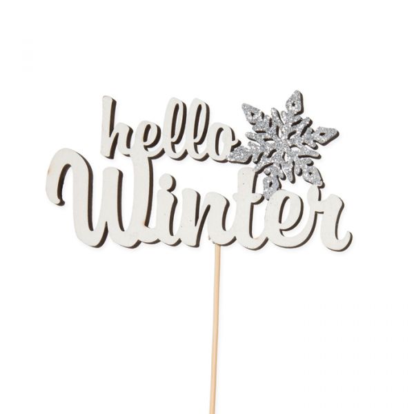 Holz-Stecker "hello Winter" 23335 white/silver Hauptbild Detail
