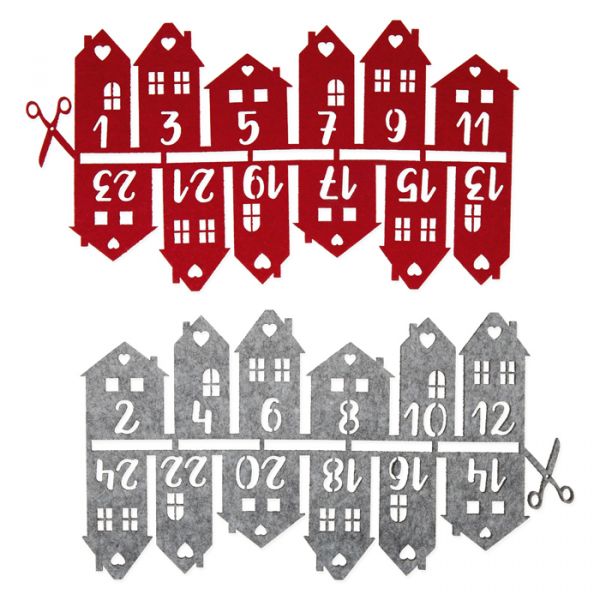 Filz-Adventskalender "Häuser" 23342 red/grey Hauptbild Detail