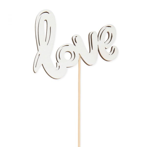 Holz-Stecker "love" ,Pflanzenstecker Blumenstecker cake topper 23390 white Hauptbild Detail