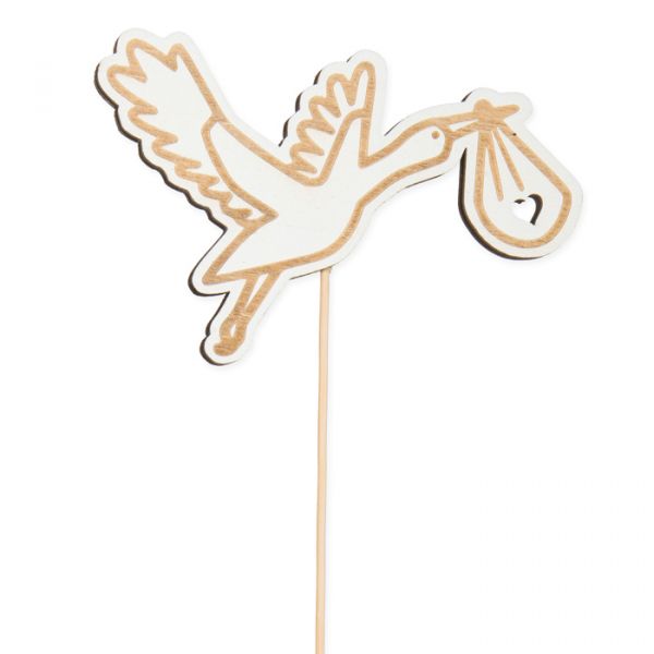 Holz-Stecker "Storch" mit Lasergravur ,Pflanzenstecker Blumenstecker cake topper 23391 white Hauptbild Detail