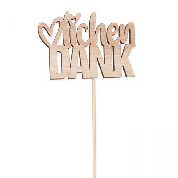 Holz-Stecker "herzlichen DANK" ,Pflanzenstecker Blumenstecker cake topper 23392 natural Hauptbild Detail