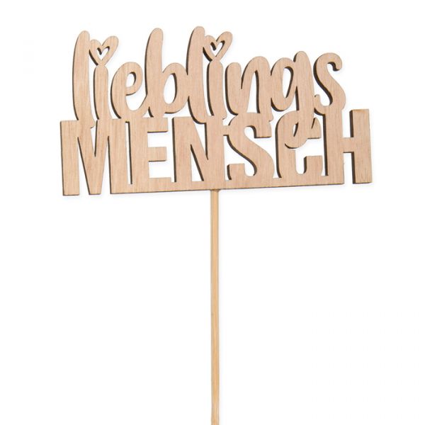 Holz-Stecker "lieblingsMENSCH", Pflanzenstecker Blumenstecker cake topper 23394 natural Hauptbild Detail