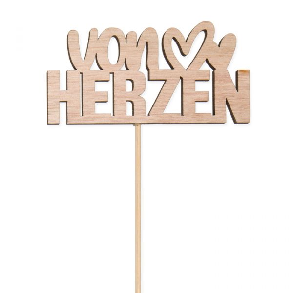 Holz-Stecker "von HERZEN", Pflanzenstecker Blumenstecker cake topper 23396 natural Hauptbild Detail