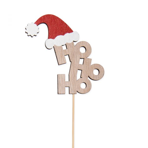 Holz-Stecker "HoHoHo" einseitig bemalt 23431 natural/red/white Hauptbild Detail