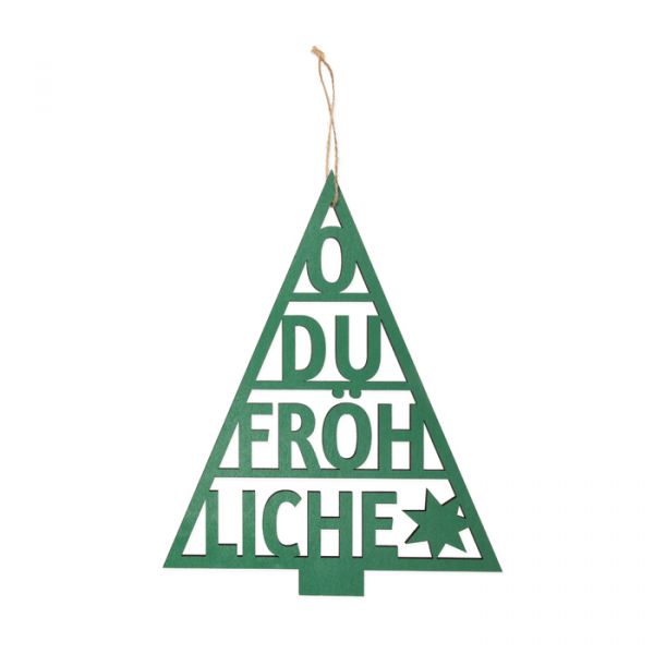 Holz-Hänger "O DU FRÖHLICHE" Wanddeko, Dekohänger 23442 fir green Hauptbild Detail
