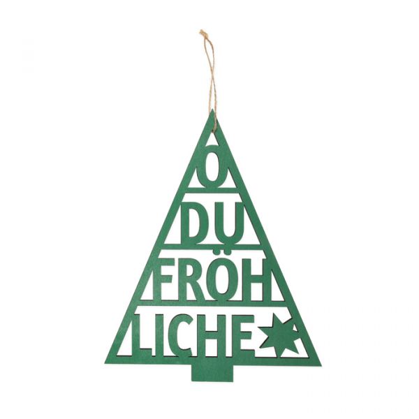 Holz-Hänger "O DU FRÖHLICHE", Wanddeko, Dekohänger 23442 fir green Hauptbild Detail