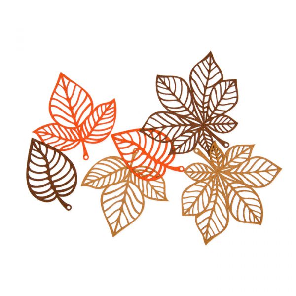 Filz-Sortiment "Blätter" 23448 dark orange/natural/brown Hauptbild Listing