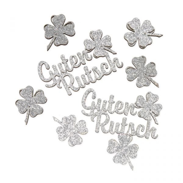 Glitzer-Holz-Streudeko "Guten Rutsch" 23449 silver glitter Hauptbild Listing