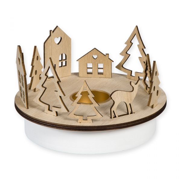 Holz-Kerzenhalter-Set "Winterlandschaft" Teelichthalter 23450 natural Hauptbild Listing