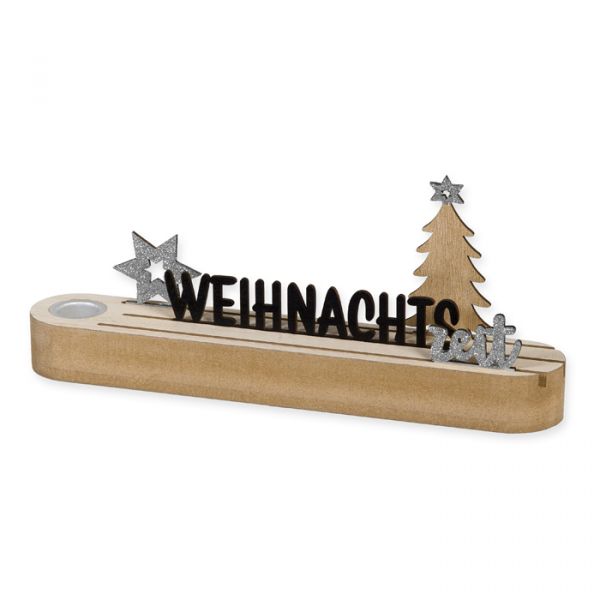 Deco Board Set "WEIHNACHTSzeit" mit Kerzenhalter und Holzsortiment 23452 natural board/black/silver Hauptbild Detail