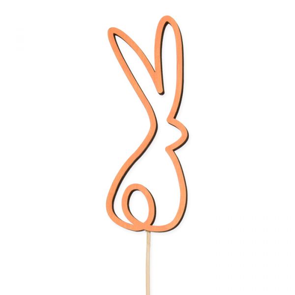 Holz-Stecker "Hase" ,Pflanzenstecker Blumenstecker cake topper oneline, line art 23466 orange Hauptbild Detail