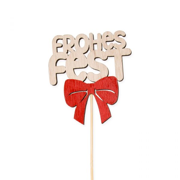 Holz-Stecker "FOHES FEST" 23492 natural/red Hauptbild Detail